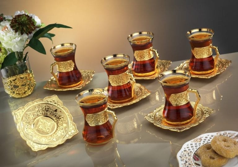 Gold Colour Plated Arabic Tea Set Plain Model
