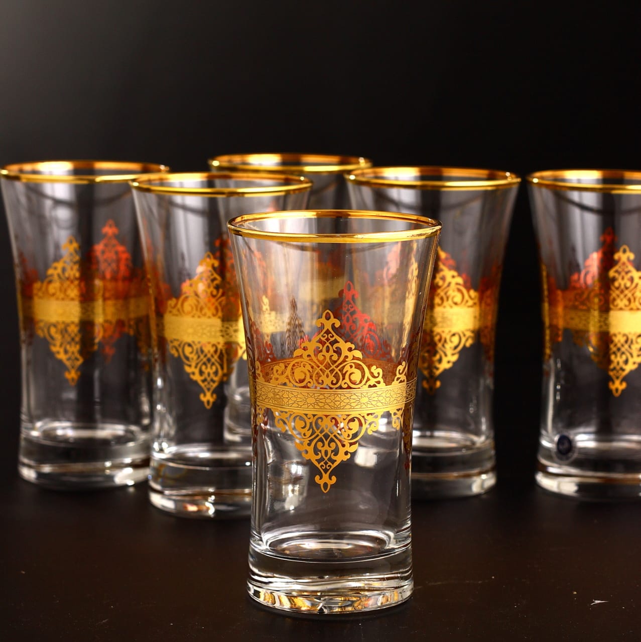 Gold Rimmed Arabic Style Beverage Water Glasses Set