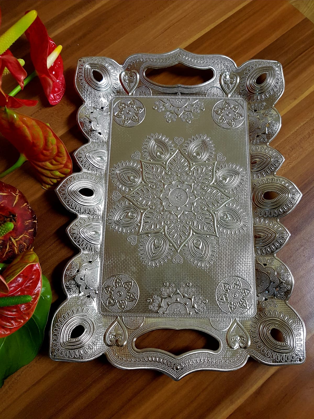 2019 Collection Latest Silver Color Turkish Serving Tray