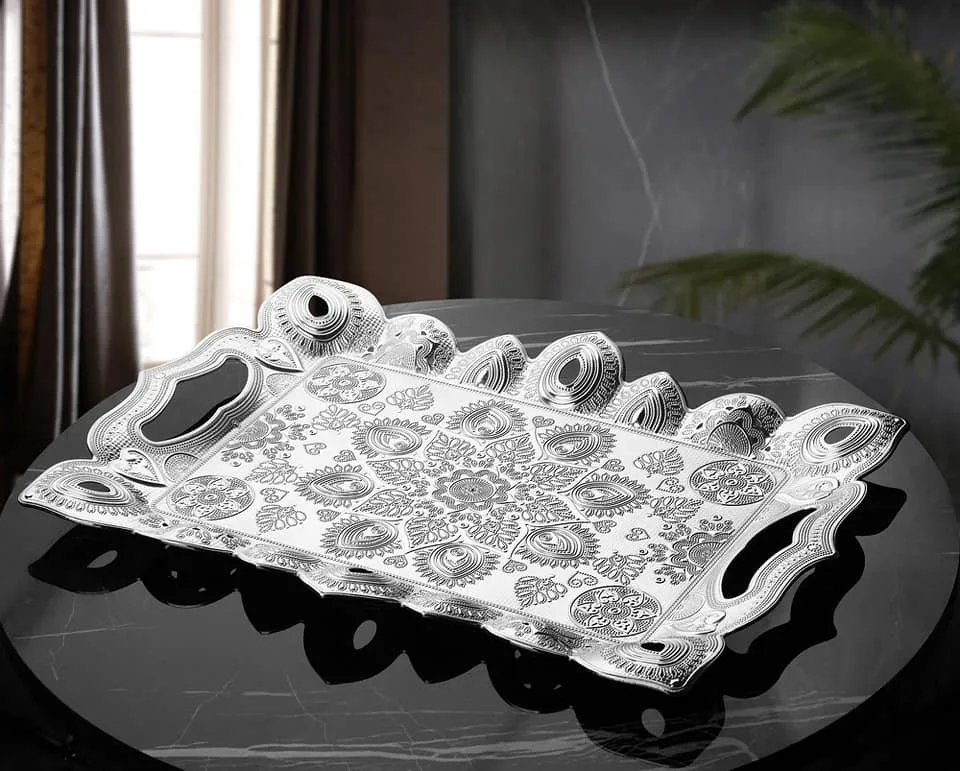 2019 Collection Latest Silver Color Turkish Serving Tray
