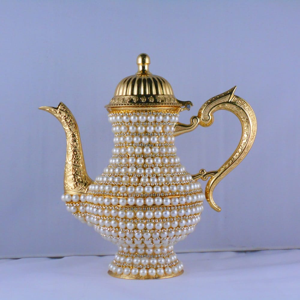 High Pearl Coated Zinc Casting Tea Coffee Pot Gold Color