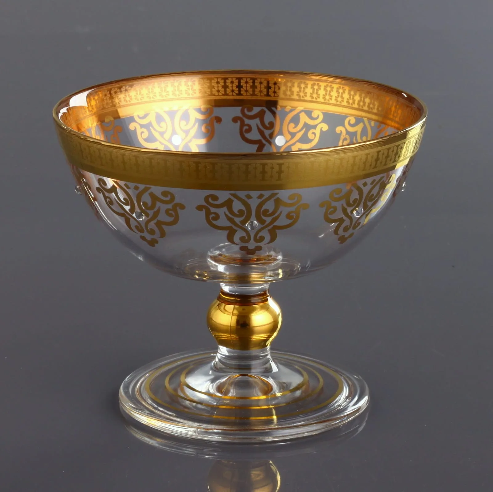 Gold Plated Glass Middle Eastern Sugar Bowl