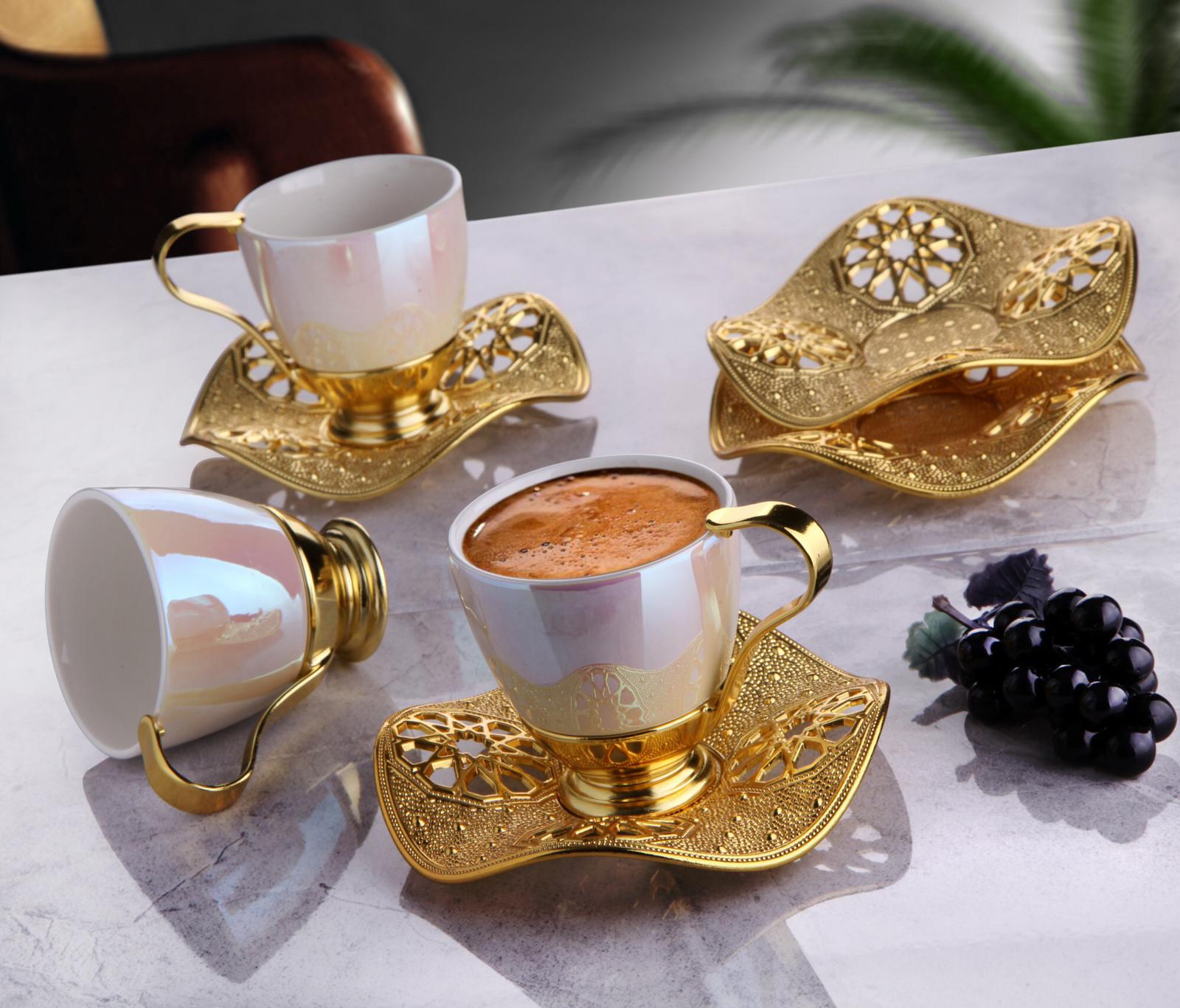 未使用品　SOFIA　High Quality Table Ware 鍍金 Nisa Gold-Pearl Color Coffee Set For Six – FairTurk.com